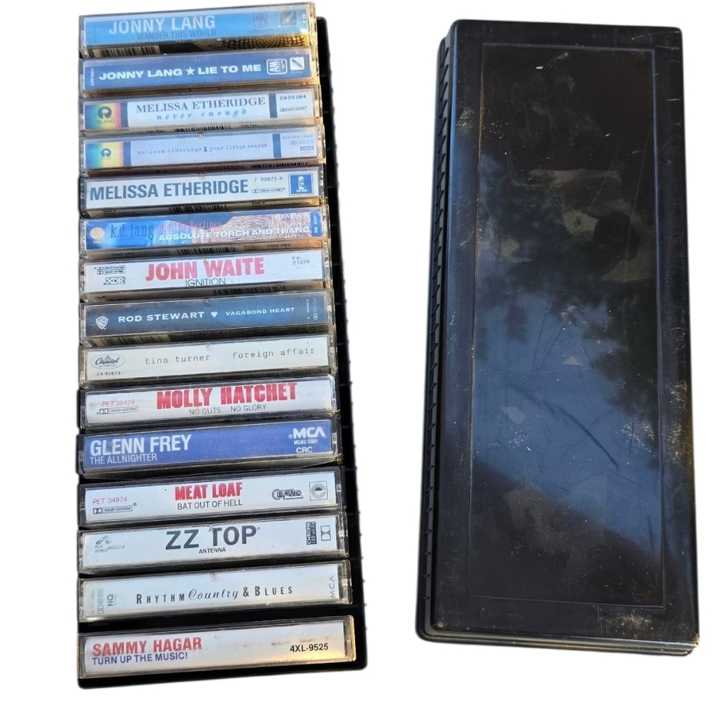 Used Cassette Tape Collection with Storage Case